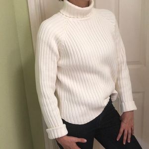 GAP | Sweaters | Gap White Cotton Chunky Cable Turtleneck Sweater | Poshmark